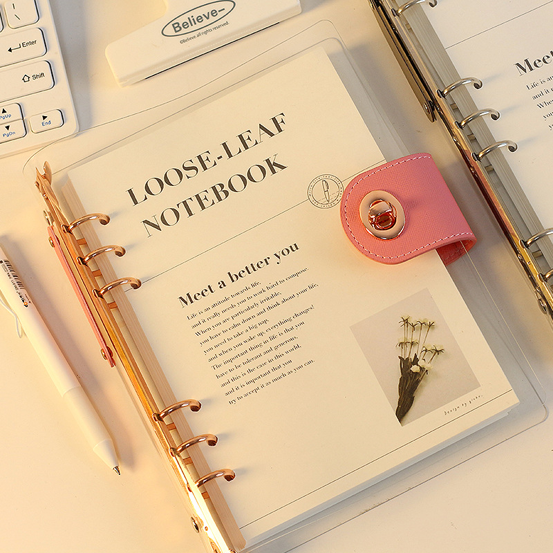 Gold Foil Flakes - A5 B5 Roségold mit Brieftaschenknopf, 90