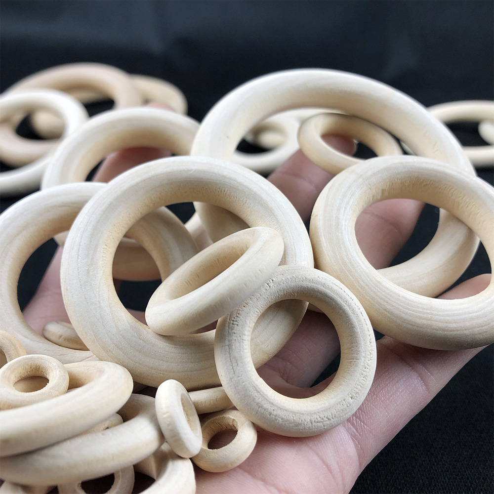 Wood Ring Blank - 100–12 mm massiver Naturholz-Beißring, grüner bleifreier