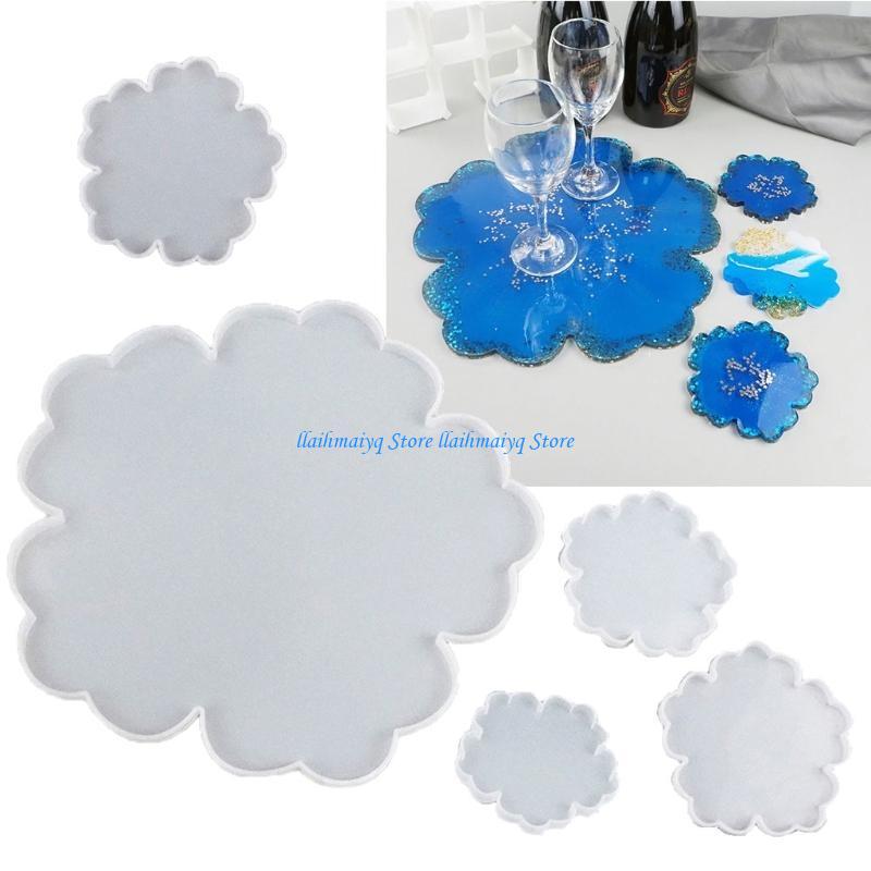 Serving Tray Mold - 573B 5 Stück Gartful große Silikon-Blumen-Untersetzer-Form,