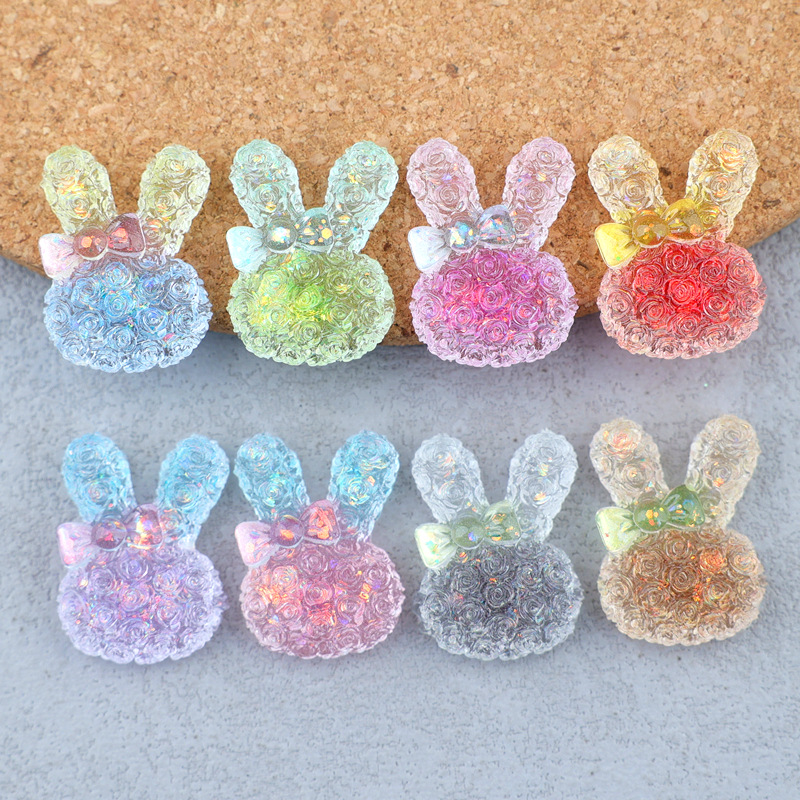 Resin Crafts Diy - 5 Stück 18*25mm Leuchtende Farbverlauf-Hasen-Harz-Cabochons für