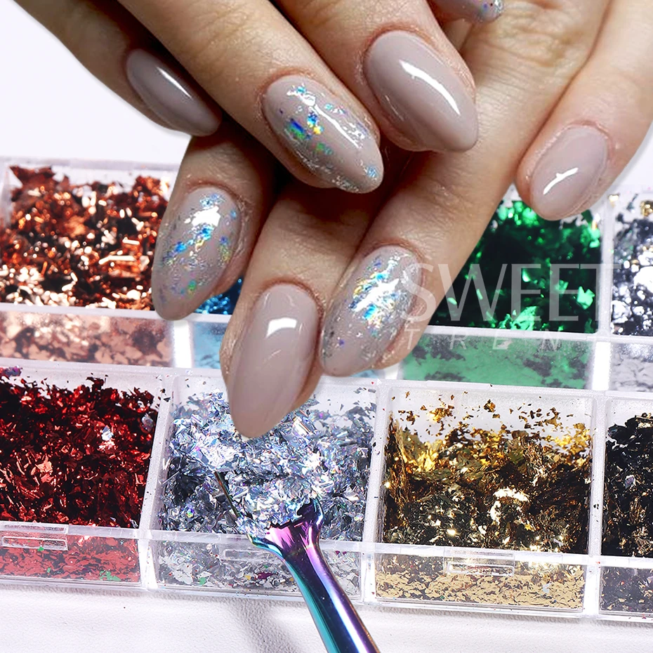 12 Gitter, goldene Folien, Näg – Gold Foil Flakes Bewertung und Preis